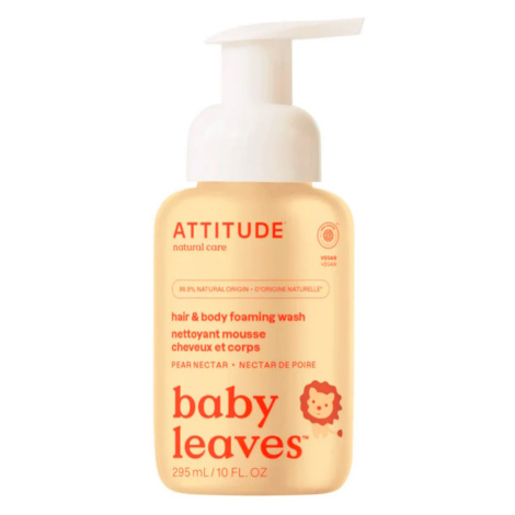 ATTITUDE Baby leaves Detská umývacia pena 2 v 1 s vôňou hruškovej šťavy 295 ml