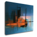 Impresi Obraz Abstrakt modrý s oranžovým detailom - 90 x 70 cm
