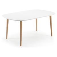 Biely rozkladací jedálenský stôl s bielou doskou 100x160 cm Oqui – Kave Home