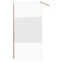 MEXEN/S - KIOTO Sprchová zástena WALK-IN 070x200 cm 8 mm, růžové zlato, Transparent / matné sklo