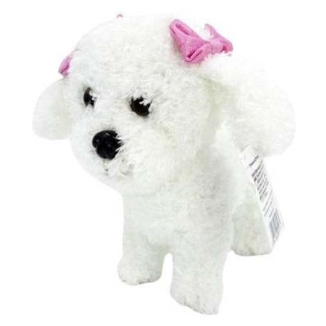 Psík stojaci s mašľami plyš 21cm biely Teddies