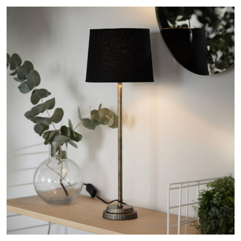 PR Home Stolná lampa Kent, čierna/mosadz, kónické tienidlo