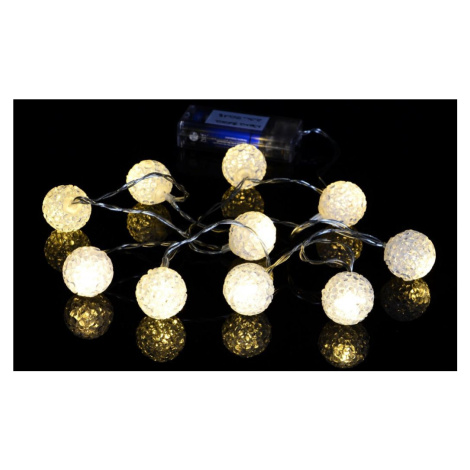 Nexos 57396 Vianočná dekoratívna reťaz - svetelné gule - 10 LED teplá biela