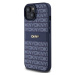 DKNY PU Leather Repeat Pattern Tonal Stripe Zadný Kryt pre iPhone 15 Blue