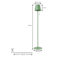 Lindby LED solárna stojacia lampa Hilario, zelená, železo, dobíjacia