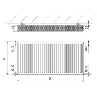 Mexen, Panelový radiátor Mexen C22 900 x 500 mm, bočné pripojenie, 1142 W, biely - W422-090-050-