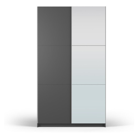 Tmavosivá šatníková skriňa so zrkadlom a s posuvnými dverami 122x215 cm Lisburn - Cosmopolitan D Cosmopolitan design