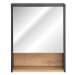 Závesná kúpeľňová skrinka so zrkadlom Borneo Cosmos 840 1D sivá/dub artisan
