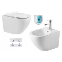 Mexen LENA Rimless, závesná WC misa so sedátkom + bidet, biela, 30224000+35224800