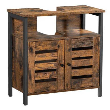 Kúpeľňová skrinka pod umývadlom, rustikálna hnedá VASAGLE