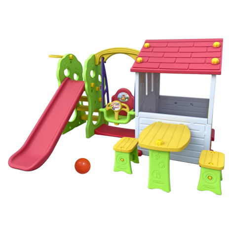 mamido Detský záhradný domček so šmykľavkou a hojdačkou
