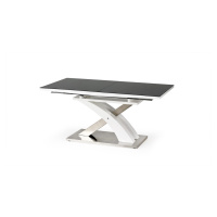 HALMAR Sandor 2 rozkladací jedálenský stôl čierny lesk / biely lesk / nerezová