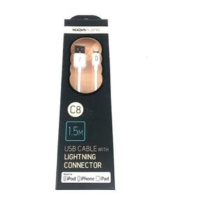 Kábel Lightning na USB, gumový, 1,5m, C8, biela
