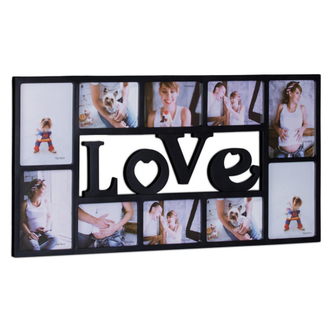 Relaxdays FOTORÁMIK Čierny koláž LOVE na 10 fotiek 37x72 cm