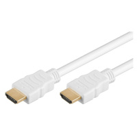 PremiumCord HDMI High Speed + Ethernet kábel, biely, pozlátené konektory, 5m