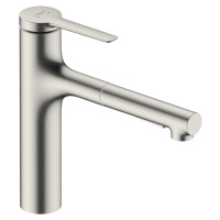 Hansgrohe Zesis M33, páková kuchynská batéria 160, vyťahovacia sprška, 2jet, sBox, vzhľad nerezu