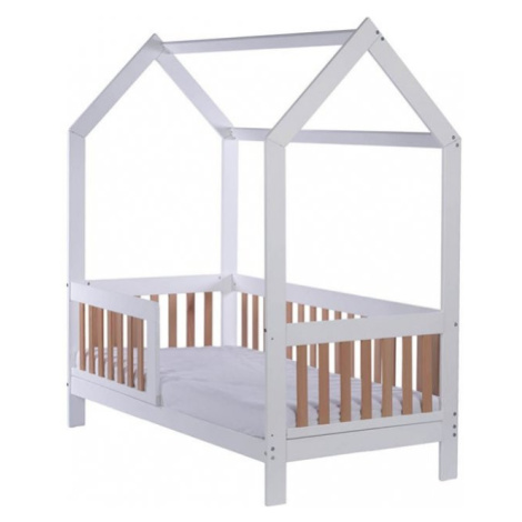 Detská buková posteľ so zábranou Drewex Casa Bambini 160x80x174 cm