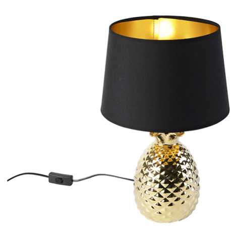Stolná lampa v štýle Art Deco zlatá s čierno-zlatým odtieňom - Pina TRIO