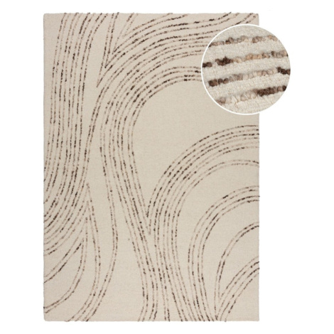 Hnedo-krémový vlnený koberec 160x230 cm Abstract Swirl – Flair Rugs