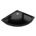 MEXEN/S - Flat sprchová vanička štvrťkruhová slim 100 x 100, čierna + zlatý sifón 41701010G