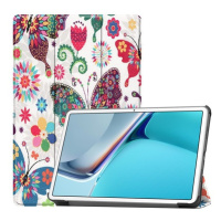 Huawei MatePad 11 (10.95) (2021), puzdro na priečinky, Trifold, veľký motýlí vzor, biela