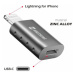 Adaptér Swissten Lightning/USB-C sivý