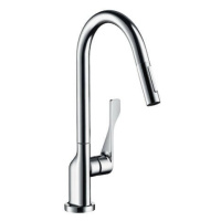 Drezová batéria Hansgrohe Axor Citterio s vyťahovacou sprškou vzhľad nerezu 39835800