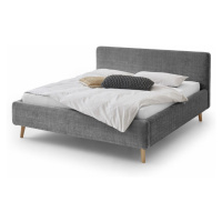Tmavosivá čalúnená dvojlôžková posteľ s úložným priestorom s roštom 180x200 cm Mattis - Meise Mö
