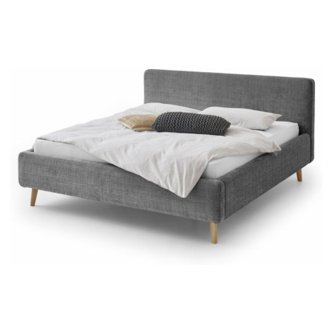 Tmavosivá čalúnená dvojlôžková posteľ s úložným priestorom s roštom 180x200 cm Mattis - Meise Mö Meise Möbel