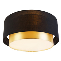 Moderné stropné svietidlo čierne so zlatým 50 cm 3-svetlo - Drum Duo