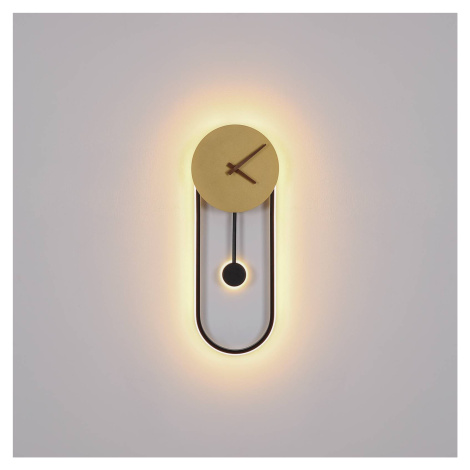 Nástenné LED svetlo Sussy s hodinami, čierna/zlatá Globo