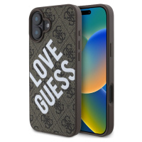 Guess Leather 4G Big Love Logo Kryt s MagSafe pre iPhone 16, Hnedý