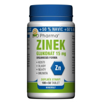 BIO PHARMA Zinok Glukonát 15 mg 100 + 50 tabliet