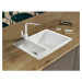 Sink Quality Ferrum, kuchynský granitový drez 605x495x210 mm + čierny sifón, biela, SKQ-FER.W.5K