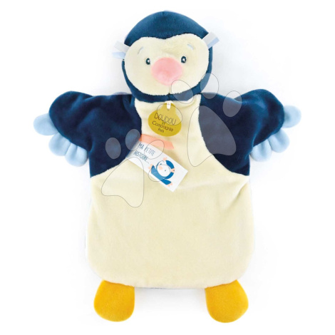 Plyšový tučniak na bábkové divadlo Penguin Hand Puppet Doudou et Compagnie modrý 25 cm od 0 mes