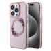 Guess PC/TPU Flowers Ring Glossy Logo MagSafe Zadný Kryt pre iPhone 15 Pro Max Pink