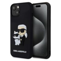 Karl Lagerfeld 3D Rubber Karl and Choupette Kryt pre iPhone 15, Čierny