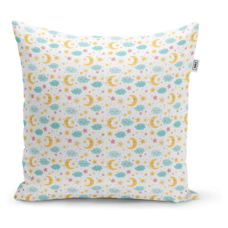 Vankúš Mesiac a modré obláčiky - 40x40 cm