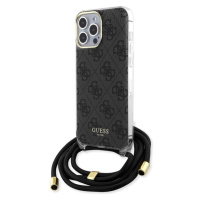 Guess IML 4G Printed Crossbody Zadný Kryt pre iPhone 15 Pro Max Black