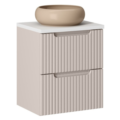 Závěsná skříňka Nova Cashmere Wiki II s deskou a umyvadlem 50 cm kašmírová/bílá Comad