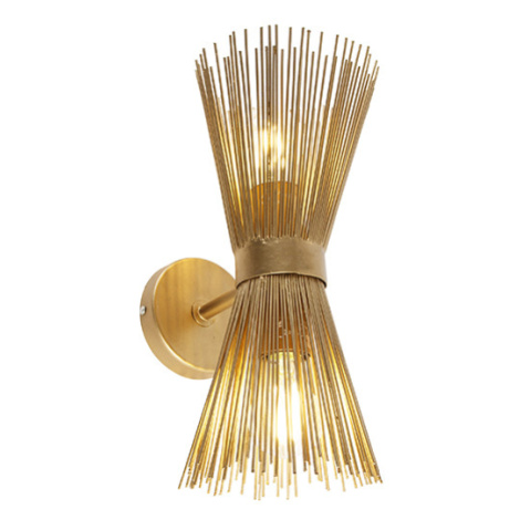 Nástenné svietidlo Art Deco zlaté 2-žiarovkové - metla QAZQA