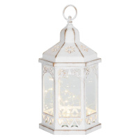 Lampáš MagicHome Vianoce Morocco, 30 mLED, biely, 3xAAA, plast, časovač, 18x15x32 cm