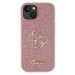 Guess PU Fixed Glitter 4G Metal Logo Zadný Kryt pre iPhone 13 Pink