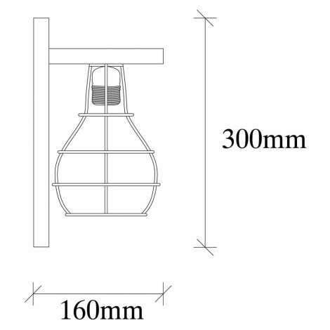 Nástenné svetlo Erebos 121-A, drevo klietka čierna