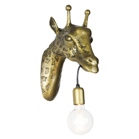 Vintage nástenné svietidlo mosadz - žirafa QAZQA