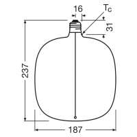 OSRAM LED Vintage Big Oval E27 4,8W 818 Žiarovka dymová tmavá