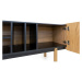 Čierny/prírodný TV stolík v dekore duba 175x60 cm Porto - Woodman