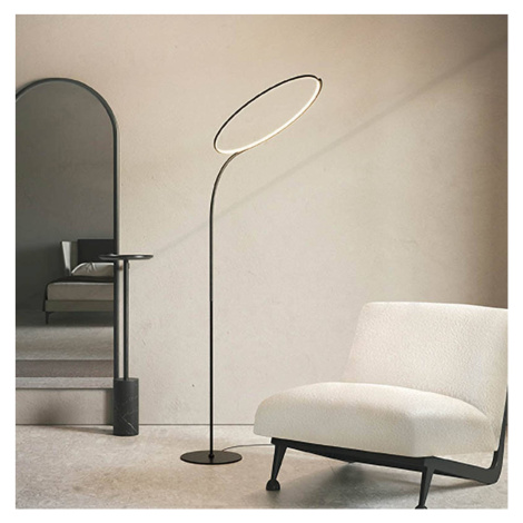 Kdln LED stojacia lampa Poise, čierna, výška 196 cm, stmievač
