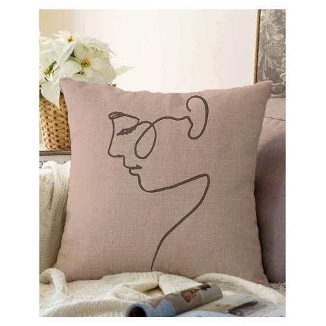 Béžová obliečka na vankúš s prímesou bavlny Minimalist Cushion Covers Portrait, 55 x 55 cm