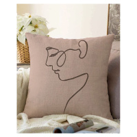 Béžová obliečka na vankúš s prímesou bavlny Minimalist Cushion Covers Portrait, 55 x 55 cm